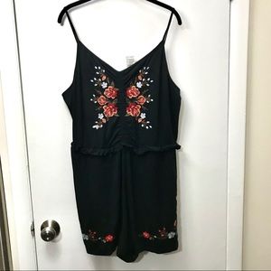 NWT American Eagle Black Floral Embroidered Romper